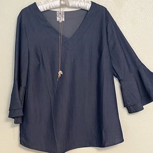 Women Large Blouse Naïf Blue